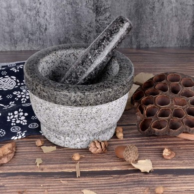 Granite Mortar and Pestle Set Natural Excellent Granite Grinder Set