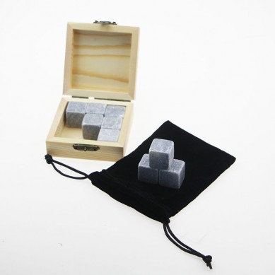 High Quality Grey Gift Set 9 Pcs Reusable Whiskey Stone Ice Cube as Stone gift