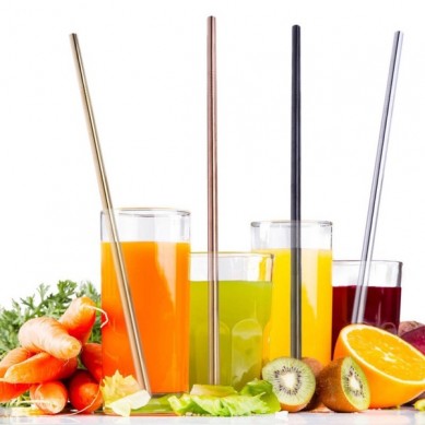 amazon top seller Reusable Stainless Steel Straws set Rainbow Color Metal Straw