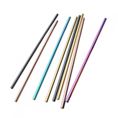 amazon top seller Reusable Stainless Steel Straws set Rainbow Color Metal Straw