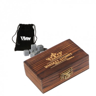 Hot Selling 6 pcs Black Whisky watu Burned kayu Gift Box saka Low Price