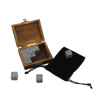 Liten tre gave 9 stk 654 Wine Chiller Rocks Whisky Stone Dice Ice Cube tilpasset logo Whisky Stones, Gjenbrukbare Whisky Ice Stones