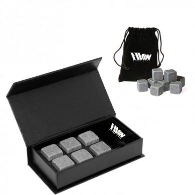 Cheap gift kit Whiskey Stones Gift Set 6 pcs of Natural chilling stone Cooler with Handmade Magnetic Box