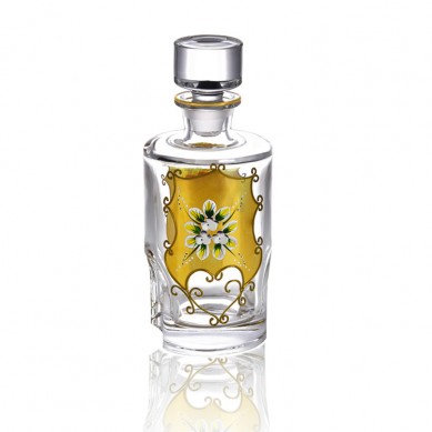 Amazon Hot Seller Luxury Customized Painted Gold Enamel Flower Lead-Free Crystal Engraved Whiskey Bottle Set