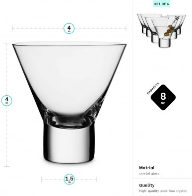 Martini Glasses Elegáns koktélpohár ajándékkészlet alkoholos bárszemüvegekhez