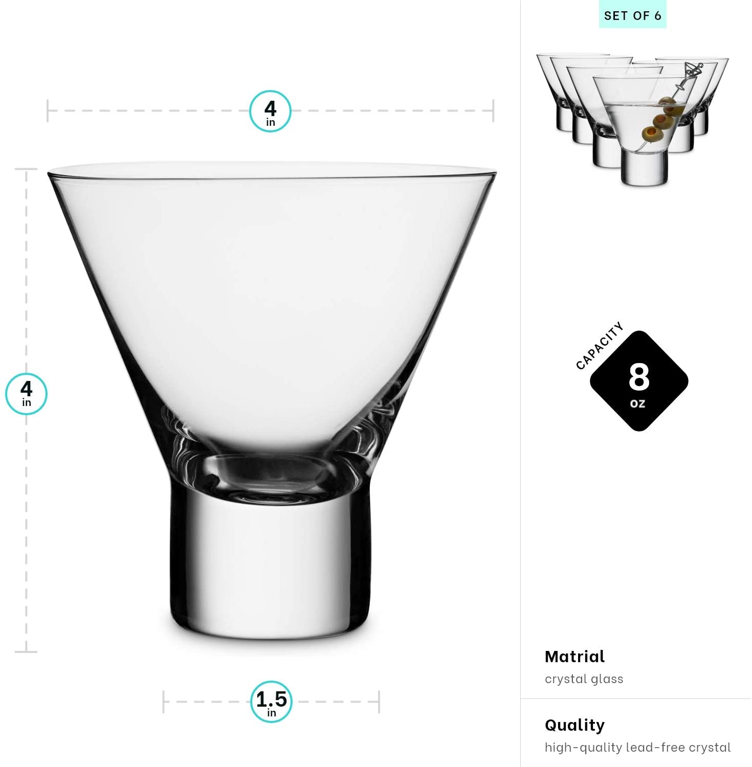 Martini Glasses Elegant cocktail Cups gift set for Alcoholic Bar Glasses Featured Image