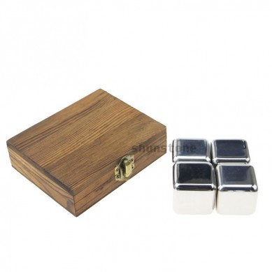 Customized whiskey stones 4 pcs of Stainless steel ice cube Reusable ice cubes for drinks,