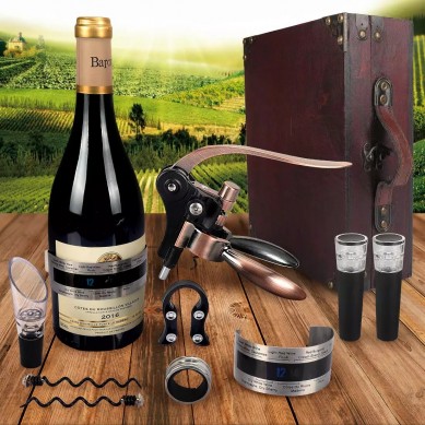 SHUNSTONE Antique Wooden Box Rabbit Wine Corkscrew Wine Accessories Gift Set