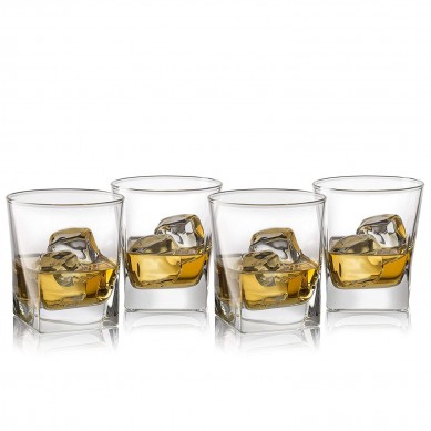 Double Old Fashioned Whiskey Glass with Heavy Base Rocks Barware Glasses for Scotch Bourbon