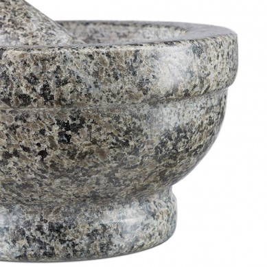 17 cm Diameter grey Granit Mortar and Pestle Polished granite stone