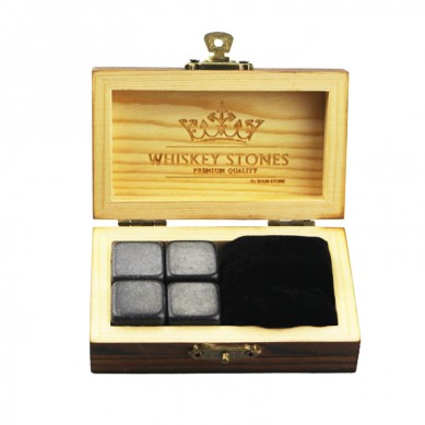 Low cost and high quantity Mongolia Black stones Small and Cheap Whiskey Stones Gift Set with 4pcs of Cinderella Stones and 1 pcs of Velvet Bag small stone gift set