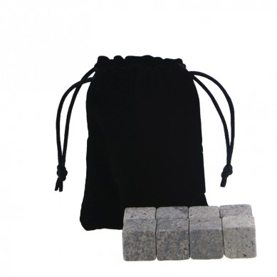 Ensemble de whisky chaud Whisky Stones avec sac en velours noir