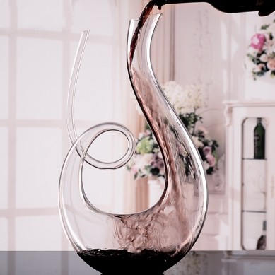 Custom gift handmade crystal high borosilicate red wine bottle glass decanter