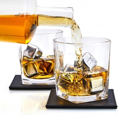 Whiskey Stones Gift Set Chilling Stones Whisky Glasses Tongs Coasters in Elegant Gift Box