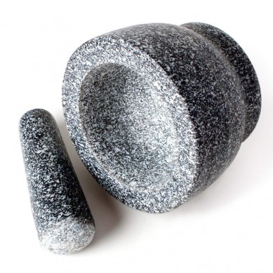 SHUNSTONE Premium Solid Granite Stone Mortar and Pestle Large 14cm