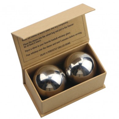 កញ្ចប់ផ្ទាល់ខ្លួន Whiskey Stones Stainless Steel Ice Cube Metal Balls Reusable by OEM gif box