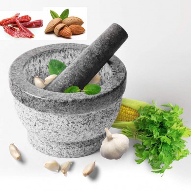 Granite Mortar and Pestle Set Natural Excellent Granite Grinder Set