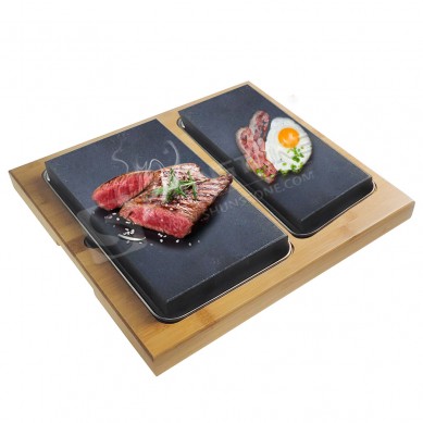 Hot Sale Cooking Stone Steak Stone Plate Grilling Stone sizzling with bamboo board