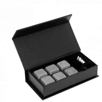 Kit regalo poco costoso pietre del whisky Gift Set 6 pezzi di pietra naturale di raffreddamento del dispositivo di raffreddamento con mano Box Magnetic