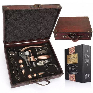 SHUNSTONE Antique Wooden Box Rabbit Wine Corkscrew Wine Accessories Gift Set