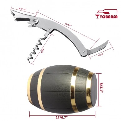 SHUNSTONE Hot Sale Wine Barrel Shaped Wine Accessories Gift Set Wine Opener Corkscrew