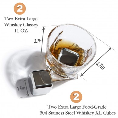 Set regalo di pietre di whisky premium per uomo in acciaio inossidabile Whisky Rocks Twisted Whisky Glasses