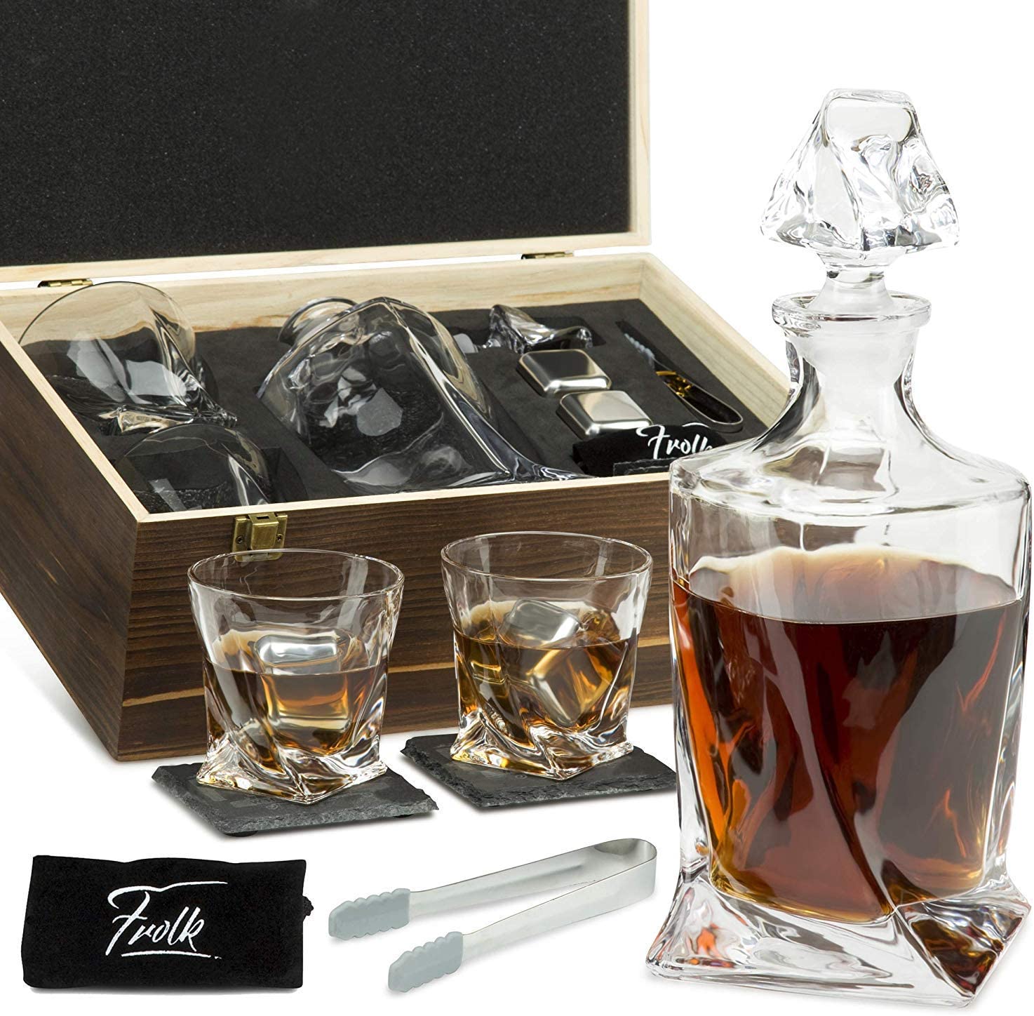 Massive Selection for Decanter Whiskey -  Castrol Logo Promotion Gift twistle whiskey decanter and glass stainless steel ice cube stone gift set  – Shunstone