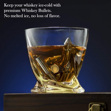 Premium Whiskey Stones Bullets Chilling Stainless Steel Whiskey Rocks twisted Whiskey Glasses