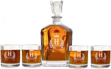 Pro lasher customized logo in wine bottle whiskey decanter and wine glass by luxury wooden box