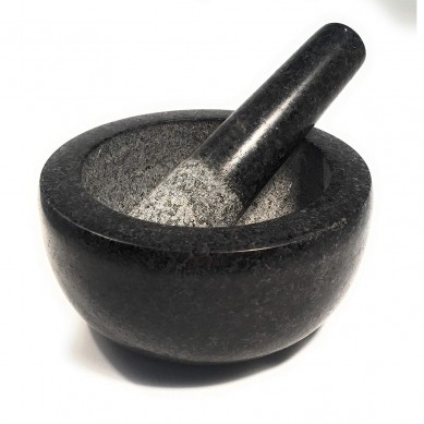 SHUNSTONE Granite Mortar ma Pestle Lafoa'i Fufulu Tipu ma Set Sipuni