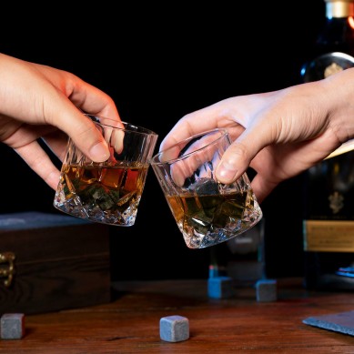 4 Chilling Whiskey Stones Crystal Whiskey Rock Glass Slate Coasters for Whiskey wine