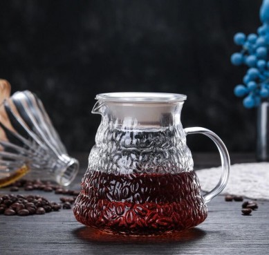 V60 Pour Over Glass Pot 600ml Range Coffee Server Pot Filter Carafe Drip Coffee Pot Tea Kettle Brewer Barista Percolator