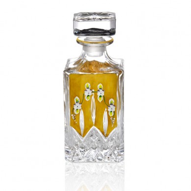 Wholesale Glass Whiskey Bottle 750Ml Painted Gold Enamel Flower Whiskey Glass Bottle Luxury Set For Home Party
