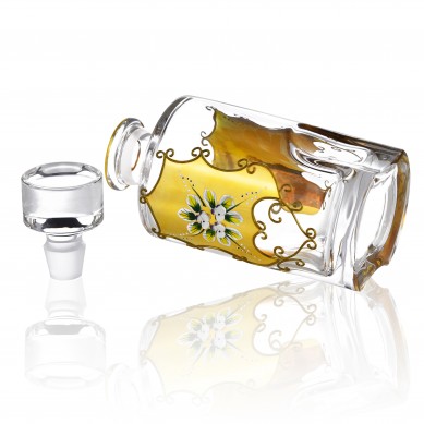 Amazon Hot Seller Luxury Customized Painted Gold Enamel Flower Lead-Free Crystal Engraved Whiskey Bottle Set