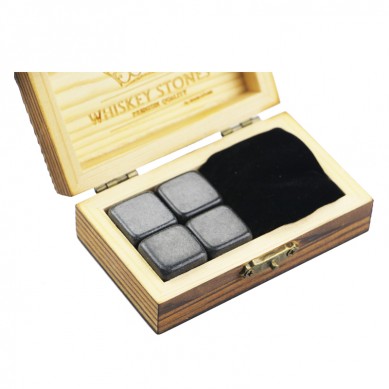 Low cost and high quantity Mongolia Black stones Small and Cheap Whiskey Stones Gift Set with 4pcs of Cinderella Stones and 1 pcs of Velvet Bag small stone gift set