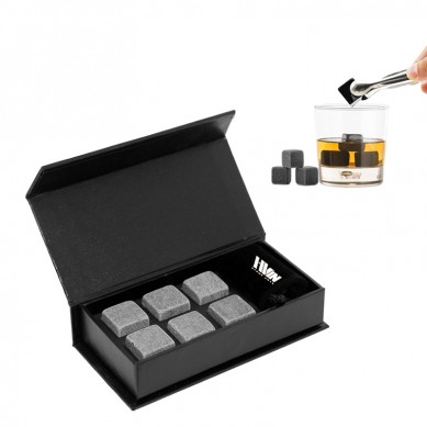 Cheap gift kit Whiskey Stones Gift Set 6 pcs of Natural chilling stone Cooler with Handmade Magnetic Box