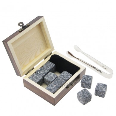 9 pcs of porphyry whiskey stonecube size in small burned outside without burning outer wooden gift boxes