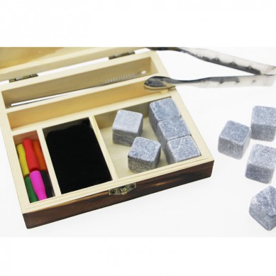 Popular kit 9 ​​pcs sa Gray whiskey yelo cube bato uban sa stainless steel dagami ug tong