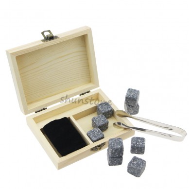 9 pcs of hot Whiskey Rock Stones Set with Ice Tongs Bestselling 9pcs Whiskey Stones Gift Set from SHUNSTONE