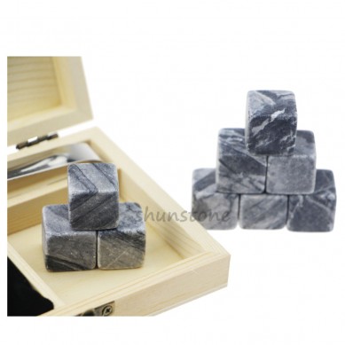 Chilling Stones Set of 9 pcs high quantity and low cost Ice Cubes for Drinks Grey Beverage Chilling Stones Whiske for wine