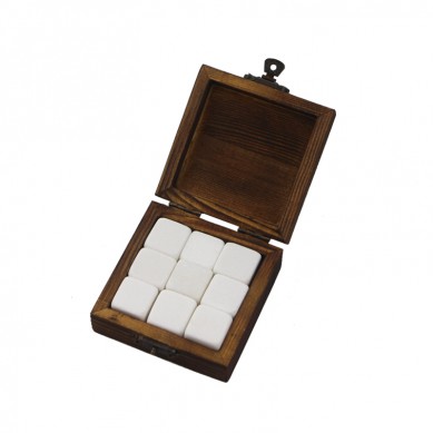 9 pcs of Pearl White Whisky Stone Set Gift Box Chilling Reusable Ice Cubes Whisky for Parents