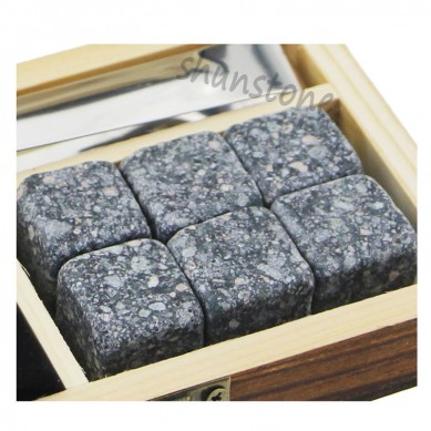 Home Party Accessaries Whiskey Stones Chilling Wine Rocks Ice Cubes Bar accessories Darker Wooden Box Whiskey Stone