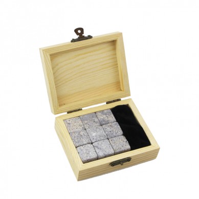 High quantity 9 pcs of Whiskey Stones Gift Set in wood box Great Father’s Day Gift