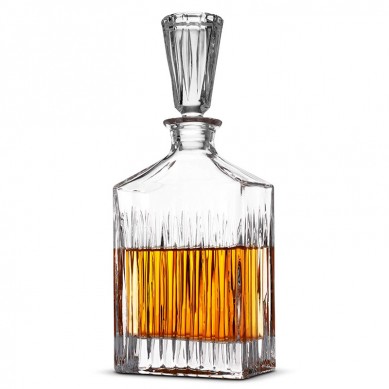 Whiskey Decanter Liquor Decanter nga adunay Glass Stopper Aristocratic Exquisite Striped Design