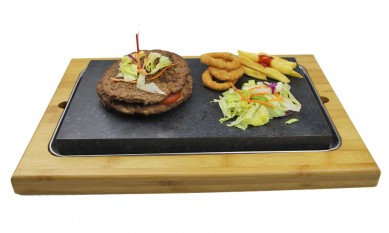 Set 3 pezzi Set da cucina in pietra lavica CONDIVIDI SET Steak Stones Cucina forno BBQ servire