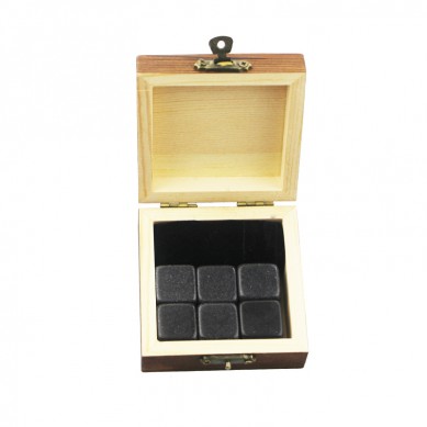 2019 bahagian menjual 6 pcs Mongolia wiski Black batu hadiah Whiskey Ice Stones Minuman sejuk Kiub Natural Chilling Whiskey Stones dengan kotak hadiah