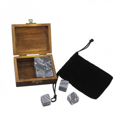 Antiquity Wood Grain 9 pcs of Whisky Stones Souvenir Chilling Whiskey Stones Bar Accessories  Whiskey Stones Velvet Bag