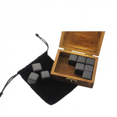 Wholesale Absolute Black polished Whisky Chilling Cubes Best Gift Whiskey Stones Gift Set with your own Brand