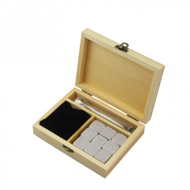 High end whiskey stones gift set Whisky Stones In Rocks Wooden Gift Box