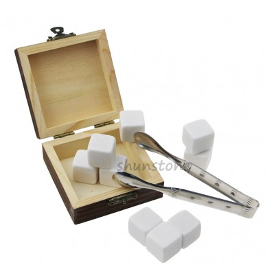 Factory price and high quanity 9pcs of whisky stone High Cooling Pearl white Stone for Business gift